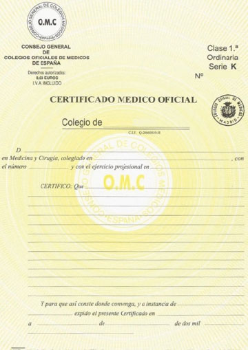 Full Certificat Mèdic Oficial
